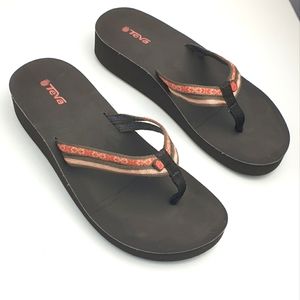 Teva Ventura thong flip-flops wedge platform sandals women's size 10